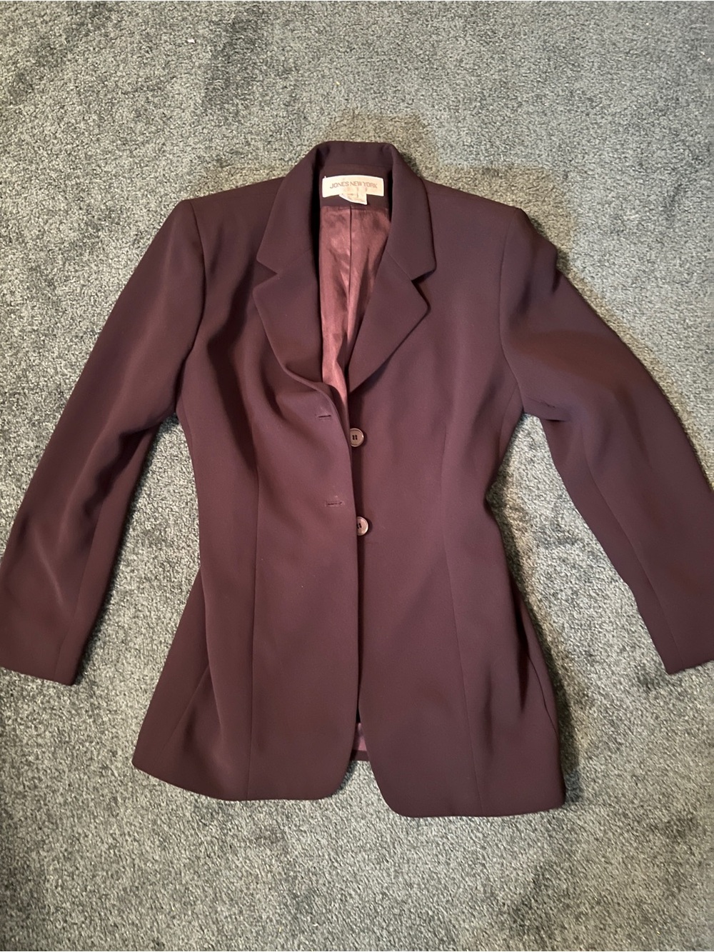 Jones New York Women's Dark Plum Two-Button Blazer